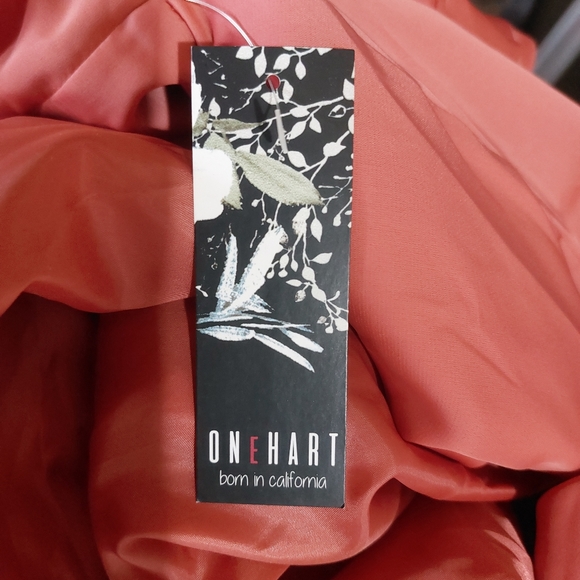 One Hart Mauve Pink Rose Floral Daisy Print Open Front Bomber Jacket Size Med - Picture 9 of 11